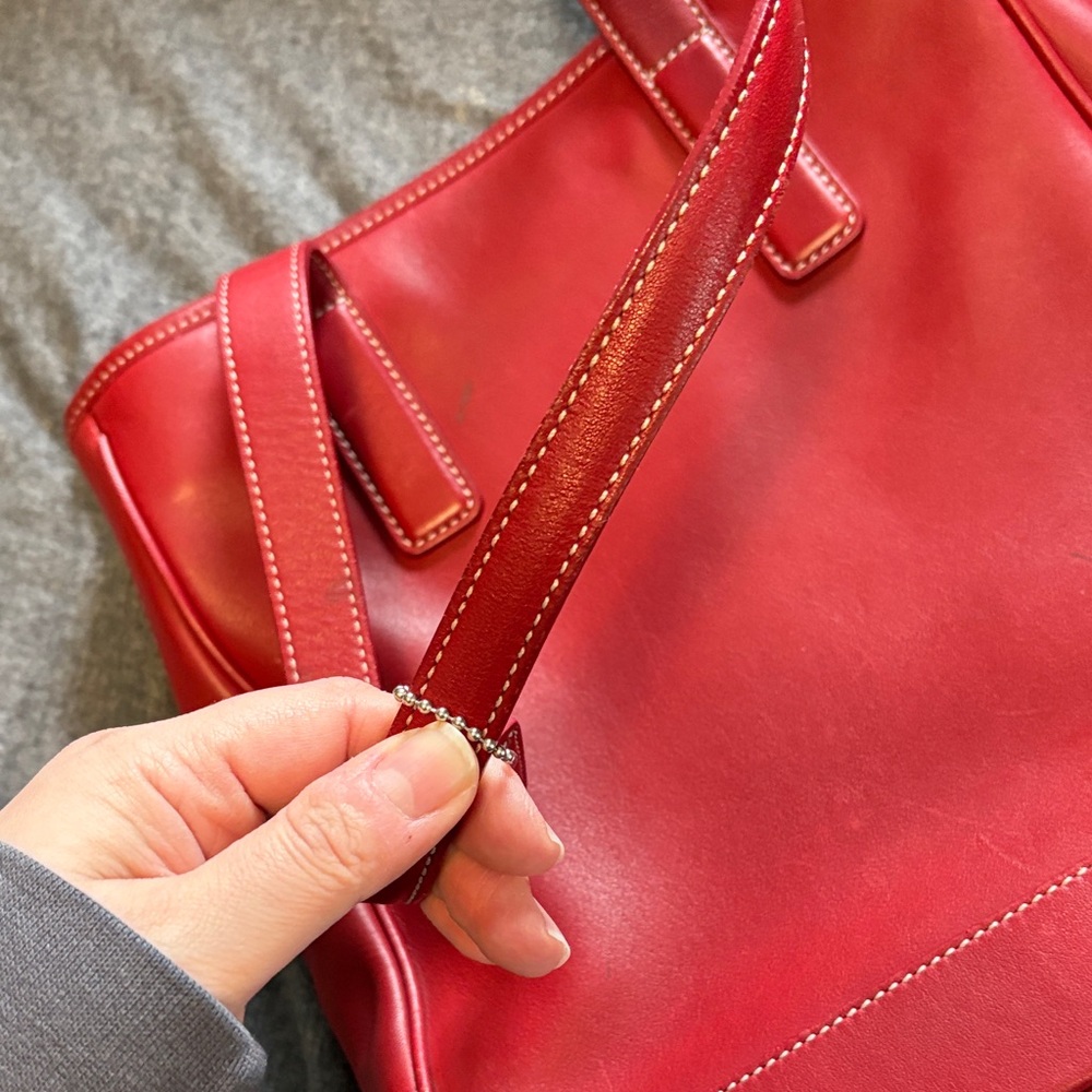 Coach Red Leather Tote Bag - Picture 13 of 16